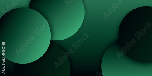 Dark green background with modern 3D overlapping geometric pattern. Minimalist background concept with trendy bright green layering. EPS. 3