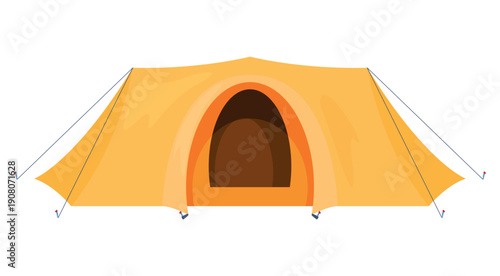 Illustration of a camping tent in the forest or outdoors, hiking equipment.
