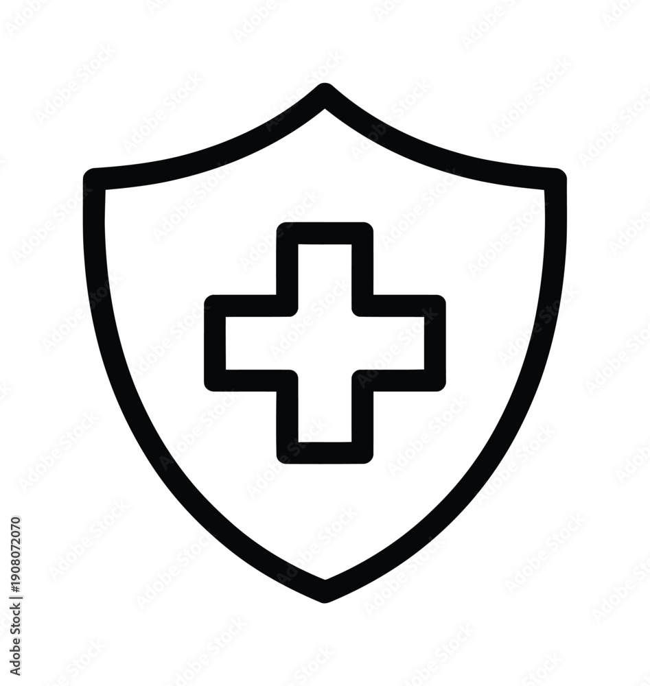 Obraz premium Vector graphic of a shield with a cross symbol in the center is shown here