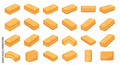 Indonesian Cheese Cookies Kastengel Illustration Set, Dutch Kaasstengels Vector Elements