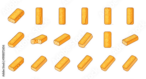 Indonesian Kaasstengels Cheese Cookies Vector Illustration Set