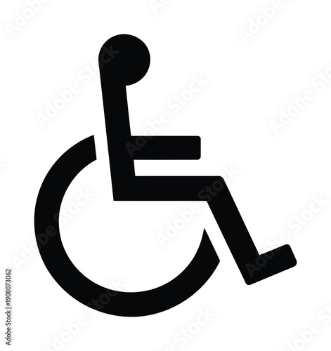 Vector wheelchair symbol on a white background indicating accessibility for disabled people everywhere