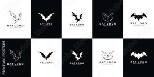 Bat Logo Vector Collection – Perfect for esports teams, gaming brands, horror productions, streetwear labels, Halloween events, night clubs, tattoo studios, and businesses seeking a dark, mysterious, 