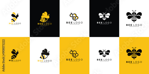 Bee Logo Vector Collection – Perfect for honey brands, organic products, eco businesses, agriculture companies, skincare labels, startups, and businesses seeking a productive, friendly, natural
