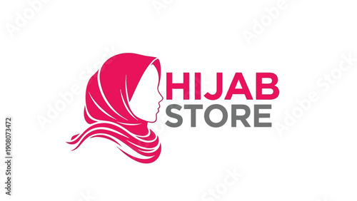 Elegant hijab store logo with stylish pink and white design elements