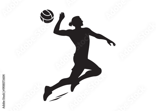 volleyball player logo silhouette vector, volleyball player jumping silhouette vector illustration, playing volleyball logo silhouette vector, volleyball sportsman logo vector silhouette logo