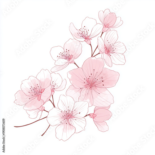 水彩画で書かれた桜のイラスト