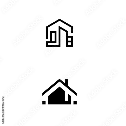 House vector icons Set logo symbols on white