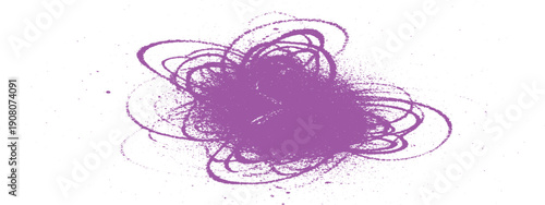 Abstract purple fractal explosion with swirling lines and particles.