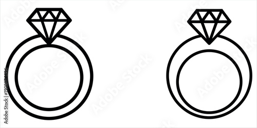 Elegant diamond engagement rings illustration set vector illustration.