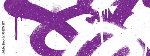 Vibrant Purple and White Graffiti Art on a Wall.