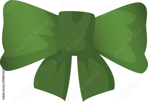 Green bow cartoon icon. Textile decoration element