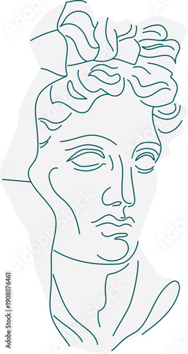 Stone woman face portrait. Ancient greek sculpture