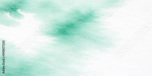 A beautiful abstract watercolor landscape featuring a bright summer sky with fluffy white clouds and sunny light across the clear blue atmosphere