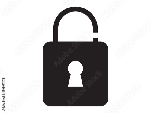 Simple black icon of unlocked padlock
