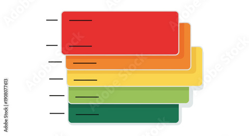 Stacked Colorful Horizontal Bars Indicating Progress, Data, or Ranking Levels