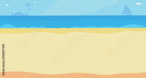 Beach background. Ocean or sea shore with sand ground