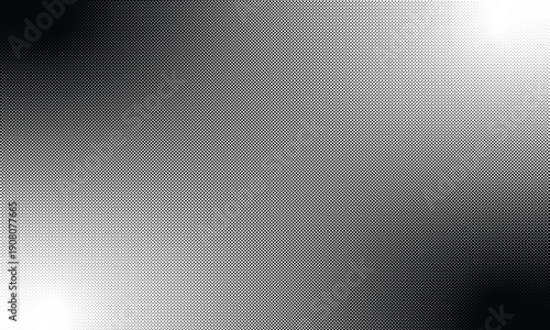 Black and White Halftone Gradient Background with Retro Distorted Dot Pattern