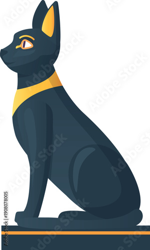 Bastet statue. Egyptian black cat deity icon