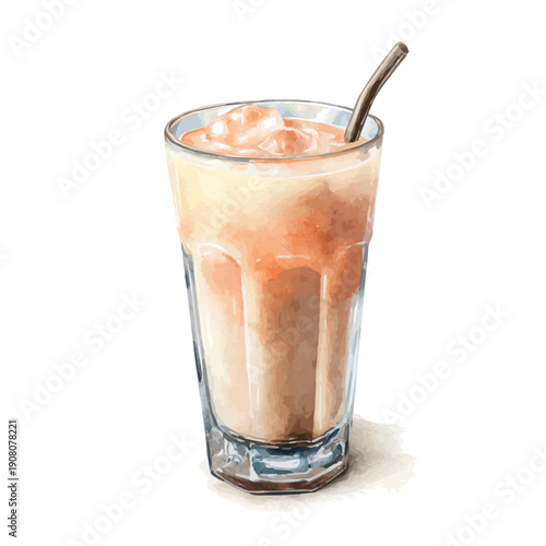 Protein Shake watercolor artwork, high-quality professional vector illustration isolated on a white background.