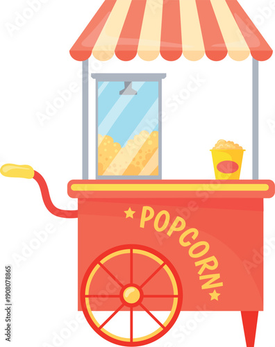 Popcorn cart. Street food stand cartoon icon