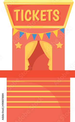 Ticket booth cartoon icon. Circus or funfair stand