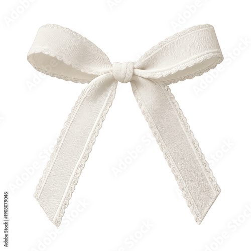 PNG Elegant white ribbon bow decoration.