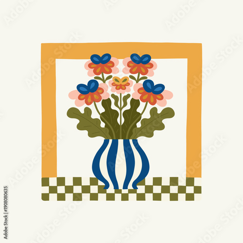 Floral abstract elements. Botanical composition. Modern trendy Matisse minimal style. Floral poster, invite. Vector arrangements for greeting card or invitation design