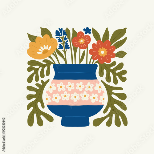 Floral abstract elements. Botanical composition. Modern trendy Matisse minimal style. Floral poster, invite. Vector arrangements for greeting card or invitation design