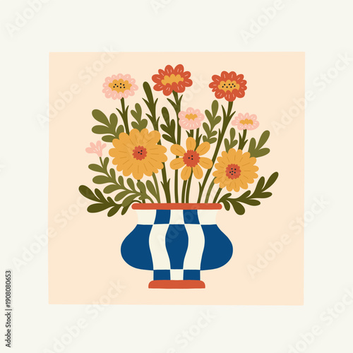 Floral abstract elements. Botanical composition. Modern trendy Matisse minimal style. Floral poster, invite. Vector arrangements for greeting card or invitation design