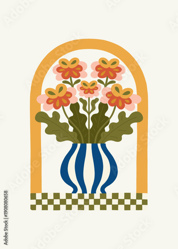 Floral abstract elements. Botanical composition. Modern trendy Matisse minimal style. Floral poster, invite. Vector arrangements for greeting card or invitation design