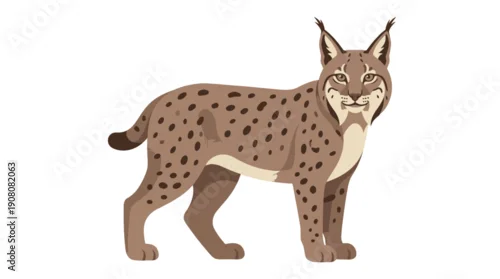 Obraz Spotted Lynx Wild Cat Vector Illustration Isolated on White Background