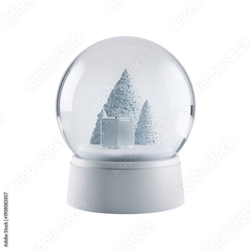 Snow Globe With Trees on Display in a Simple Wooden Base
