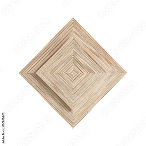 Wood Layers Arranged in a Diamond Shape on a Flat Surface With Natural Light
