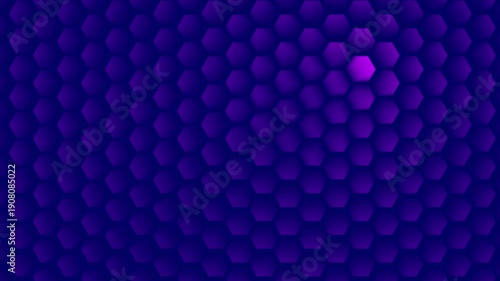 Abstract digital background featuring a deep blue and purple illuminated honeycomb pattern texture creating a seamless loop