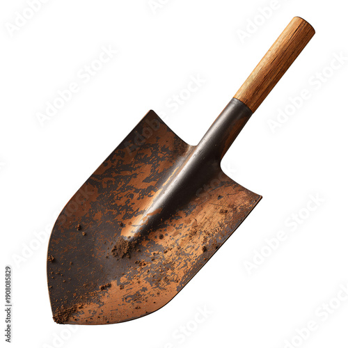Shovel With Wooden Handle Used for Digging in a Garden Setting During Dayligh...