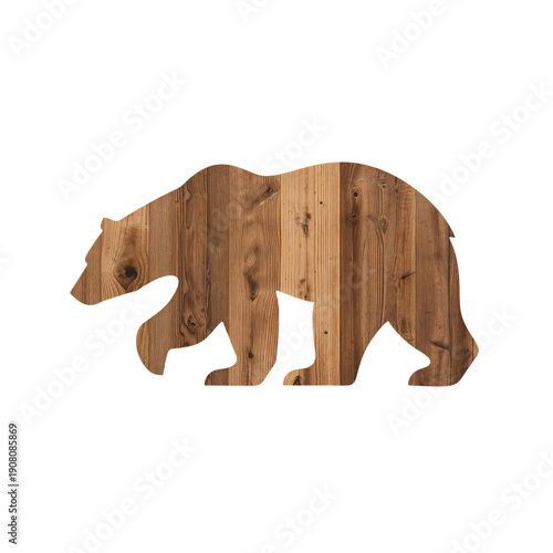 Wooden Bear Silhouette Design Suitable for Home Decor or Crafts in a Rustic S...