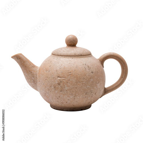 Crafted Stone Teapot Displayed on Plain Background for Kitchen Use and Decora...