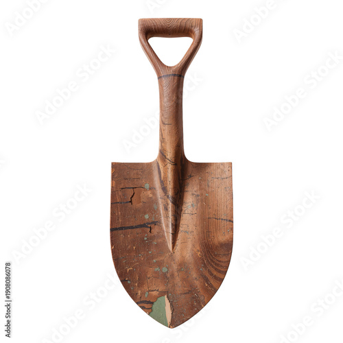 Wooden Shovel With Wood Shavings Shaped Like a Heart on a Plain Background