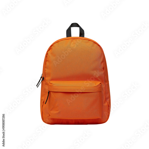 Bright Orange Backpack With Simple Design and Front Pocket for School and Tra...