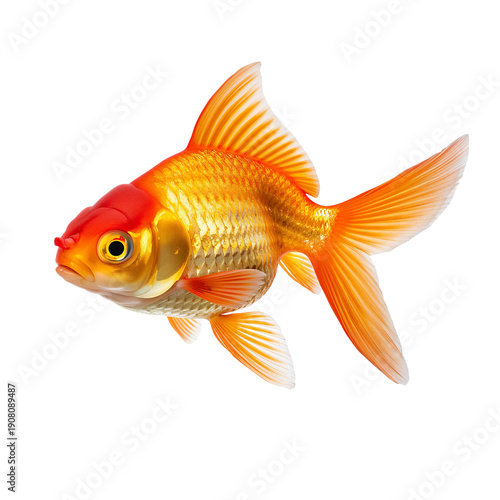 Goldfish Swimming in Clear Water, Showcasing Bright Colors and Flowing Fins