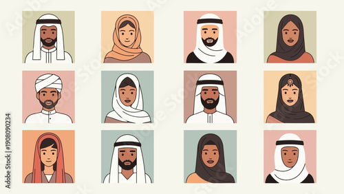 A collection of diverse middle eastern and north african portraits in a grid format