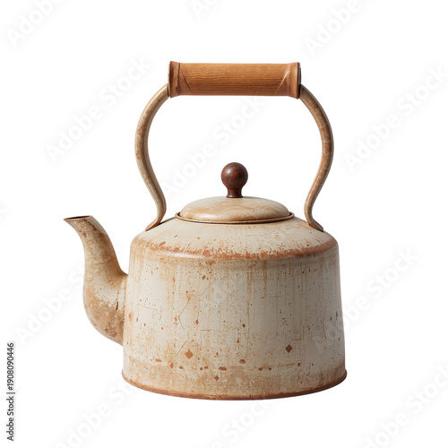 Brown Kettle With a Unique Design Placed on a White Background for Display an...