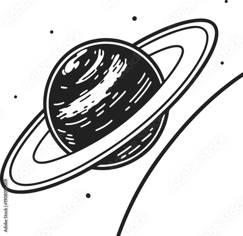 Saturn with rings in outer space planet illustration with orbiting rings and stars background astronomy and cosmic concept