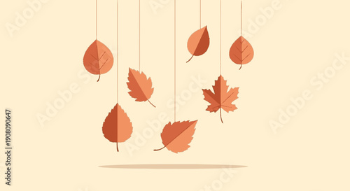 Hanging Orange Leaves on Strings.
