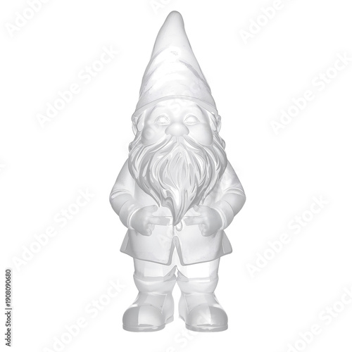 Garden Gnome Stands Tall in the Yard During Daylight Hours Near Colorful Flow...