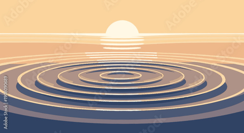 Concentric Circles Ripples on Water Surface.
