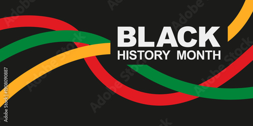 Black History Month banner with abstract flowing lines. Vector illustration