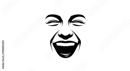 Black and White Laughing Face.