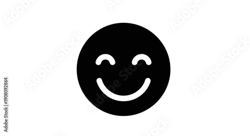 Black Smiling Face Icon Simple.
